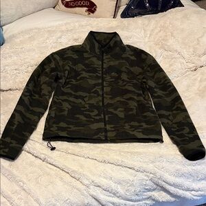 bebe Green Camouflage Fleece Jacket